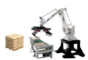 Bag palletizing robot, automatic bag stacking machine, YUPACK, industrial packaging automation