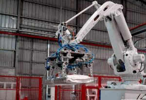 Bag palletizing robot, automatic bag stacking machine, YUPACK, industrial packaging automation