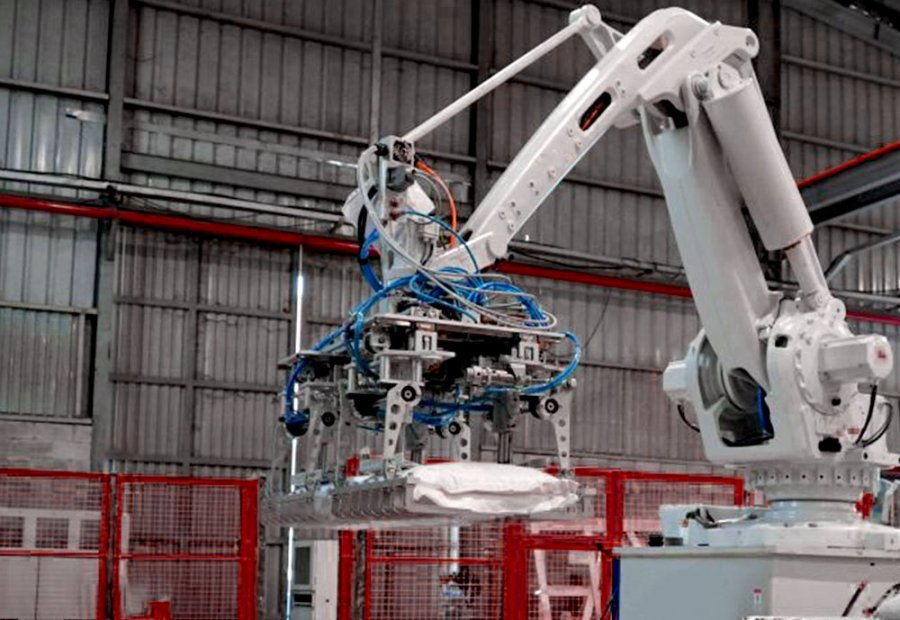 Bag palletizing robot, automatic bag stacking machine, YUPACK, industrial packaging automation