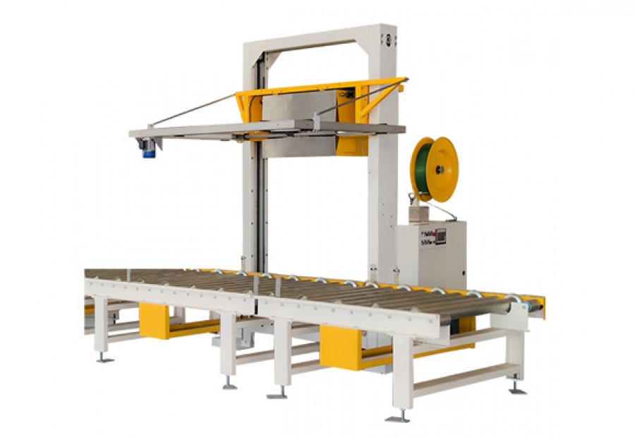 Horizontal Automatic Pallet Strapping Machine – product image, industrial automation, packaging machine