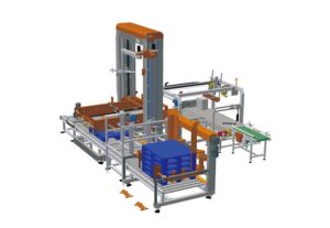 Gantry type low-level palletizer – product image, industrial automation, packaging machine