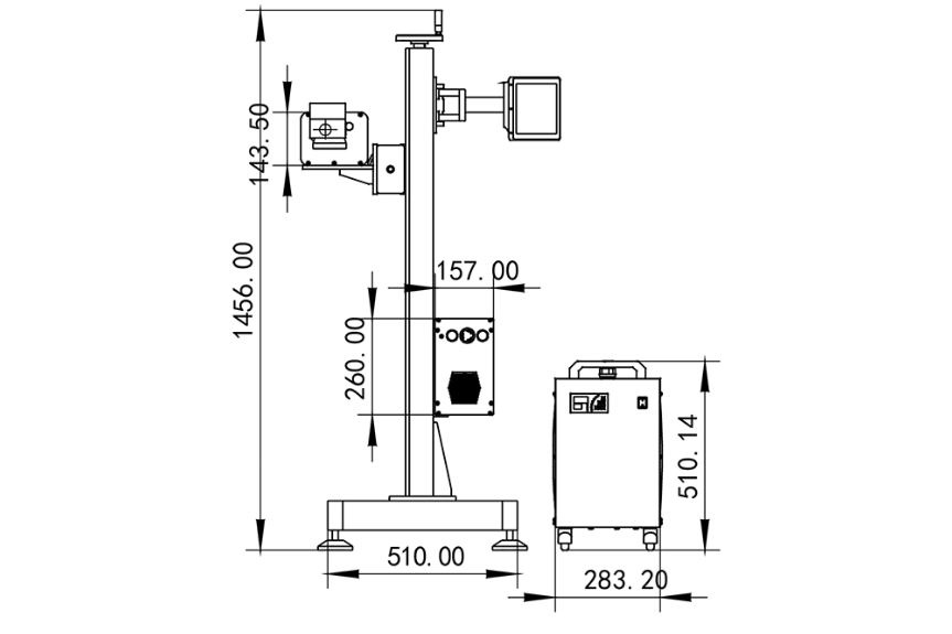 KGK JET UV Laser Printer-Dimension Diagram